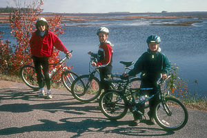 Lolo and boys biking at Blackwater