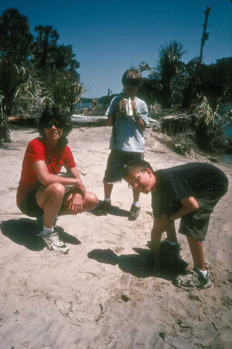 Lolo with boys on beach