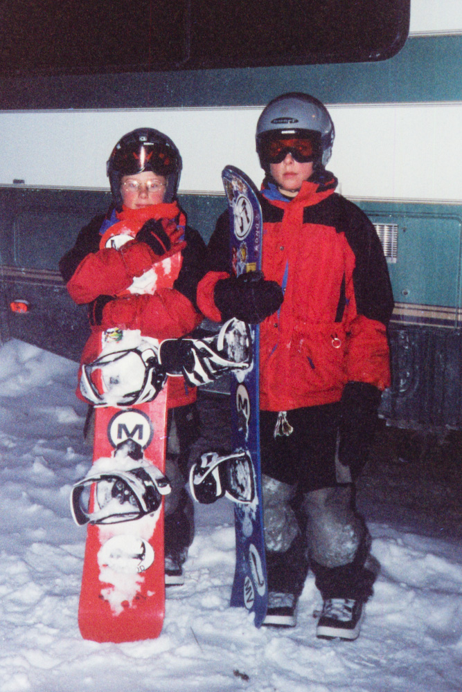 Boys with snowboards Boys with snowboards